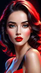 Fototapeta premium Red lady. Generate AI.