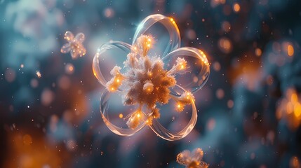 Delicate atomic structures revealed in stunning detail, each nucleus and electron captured with exquisite sharpness against a backdrop of air - obrazy, fototapety, plakaty