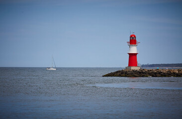 Warnemünde bei Tag, Ostmole, Westmole, Ostsee, Baltic Sea, Mecklenburg-Vorpommern, Deutschland, Germany, Europa, Europe, 2023