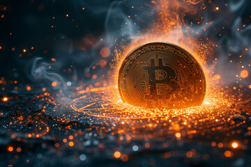 Bitcoin crypto fusion - obrazy, fototapety, plakaty