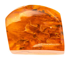 polished brown natural baltic amber gem stone isolated on white background from Kaliningrad