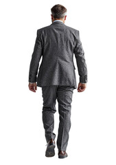 Fototapeta premium Business man in suit walking isolated on white transparent, businessman rear view. PNG