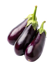 eggplants one on another high angle view on a transparent background