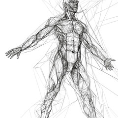 Mensch Körper Strichskizze - Human body line sketch

 - obrazy, fototapety, plakaty