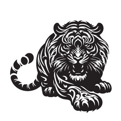 Lion Silhouette, Retro Styled Lion Silhouette,  Black and White Lion