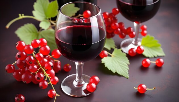 Red wine with red currant berries