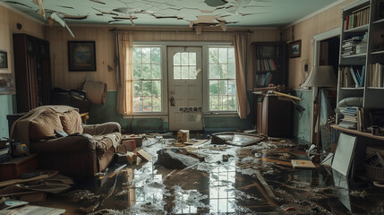  Interior Devastation by Flooding - obrazy, fototapety, plakaty