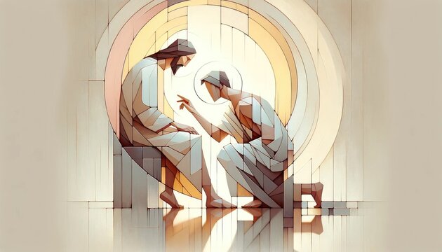 The Incredulity of Saint Thomas. Doubting Thomas. Jesus showing his crucifixion wounds. Digital illustration. Computer generated image.