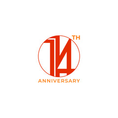 ILLUSTRATION 14th ANNIVERSARY DESIGN SIMPLE TEMPLATE LOGO ICON LABEL VECTOR