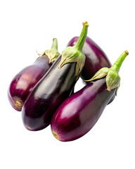 eggplants one on another high angle view on a transparent background