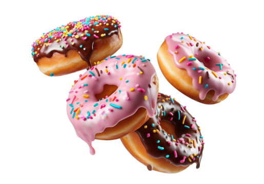 Flying delicious donuts, cut out