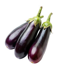eggplants one on another high angle view on a transparent background