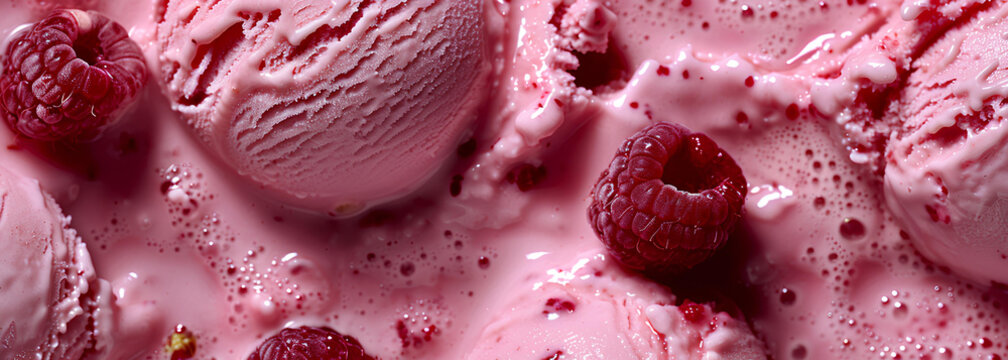 vanilla ice cream with berry syrup