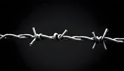 barbed wire on a black background - obrazy, fototapety, plakaty