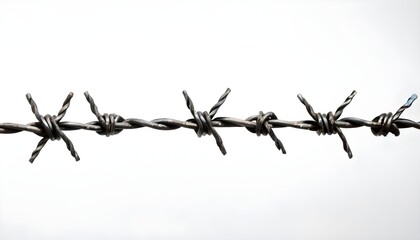 barbed wire on a white background - obrazy, fototapety, plakaty