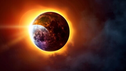 Total Solar Eclypse in the Sky. Science and Space concept
