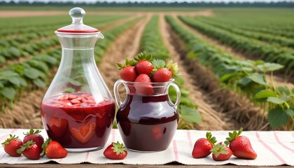 Sweet refreshing berry compote of ripe strawberries