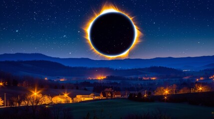 Fototapeta na wymiar Total Solar Eclypse in the Sky. Science and Space concept