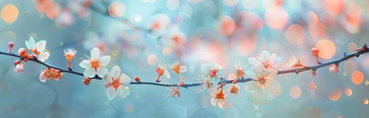 Obraz na płótnie Canvas beautiful cherry blooming branch in sun light
