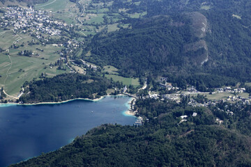 view while paragliding over Lake Bohinj, Slovenia