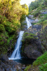 Mae Pan Waterfall at Doi Inthanon national park in Thailand. Nature of North Thailand. Vertical view.