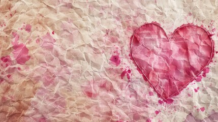 A romantic image of a sweet heart on textured mulberry paper.