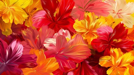 A close-up view of a colorful bunch of assorted flowers, showcasing their vibrant petals and delicate stems - obrazy, fototapety, plakaty