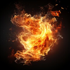 Flaming Fireball on Black Background. Fireball, Fire, Hot, Burn, Energy, Power, Danger. Isolated on Black Background. Great for any Business, Creative Idea, or Activity. - obrazy, fototapety, plakaty