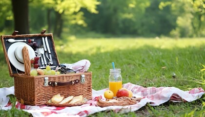 Fototapeta na wymiar time in nature - picnic, accessories for picnic