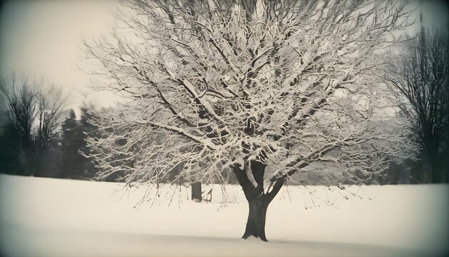 tree on a snowy background