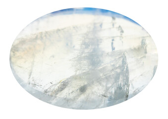 close up of sample of natural stone from geological collection - polished cabochon from natural...