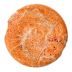 round bead from sponge orange coral isolated on white background