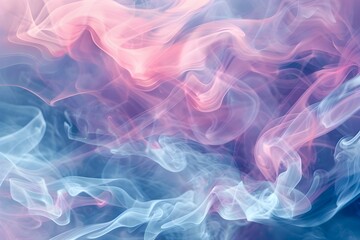 Ethereal Smoke Swirls in Pastel Shades of Pink,Purple,and Blue Creating a Delicate,Dreamlike Atmosphere - obrazy, fototapety, plakaty