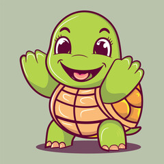 Vector Happy turtle waving cartoon 
