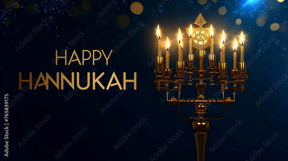 Wall mural happy hannukah greeting card with candles