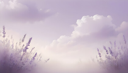 tranquil, pale lavender background with a subtle, diffused light from a cloudy summer day. The muted shadows create a dreamy and serene ambiance, perfect for presenting delicate and