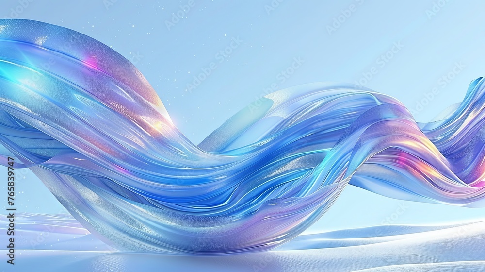 Canvas Prints Vibrant Light Blue Glass Ribbon Background Wallpaper