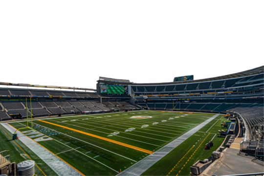 stadium seats in stadium on white transparent background