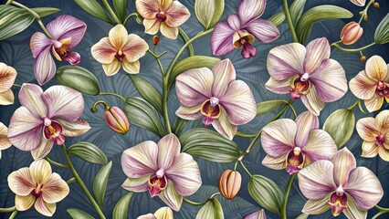 orchid Seamless pattern