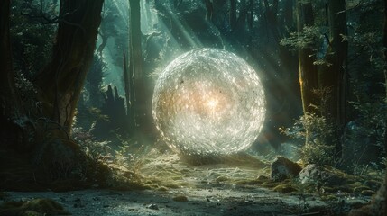 Glow: A mysterious glowing orb is discovered deep within a forbidden forest - obrazy, fototapety, plakaty