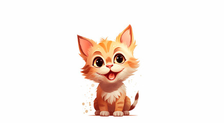 banner Enthusiastic ginger kitten illustration with a joyful expression, wide format
Concept: happiness, excitement, pet, fun