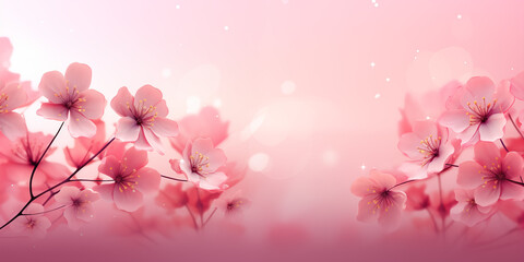 Obraz na płótnie Canvas Pink gradient background with flowers
