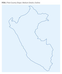 Peru plain country map. Medium Details. Outline style. Shape of Peru. Vector illustration.