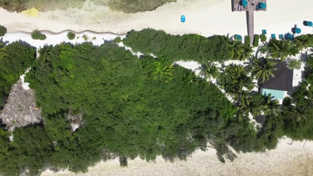 Drone view of the dream beaches of the Maldives islands.