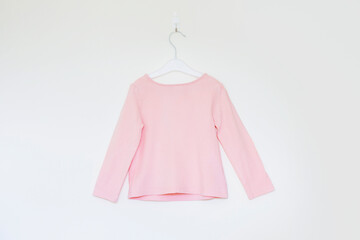 Girls pink salmon coloured long sleeve cotton T-shirt top