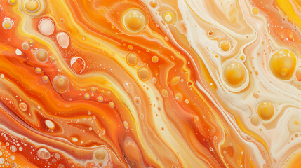 Fantastic spiral explosion orange liquid paint splatter. abstract liquid dynamic colorwater texture