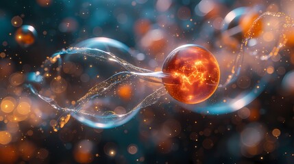 Ultra-clear image capturing the moment of electron capture, showcasing the transfer of electrons between atoms in stunning detail - obrazy, fototapety, plakaty