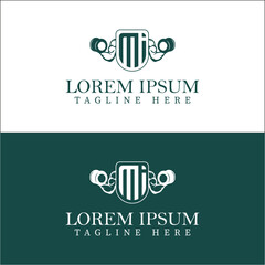 Mi initial monogram for fitnes or gym logo with creative style design.