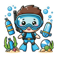 cute diver funny  Illustrator Artwork