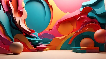 wall print design, colorful illustration.